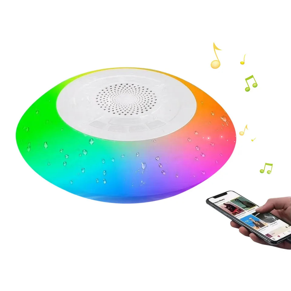 Floating Pool Speaker with Colorful Lights BT Speaker IPX7 Waterproof Hot Tub Speaker Wireless Speaker for Outdoor/Pool/Beach
