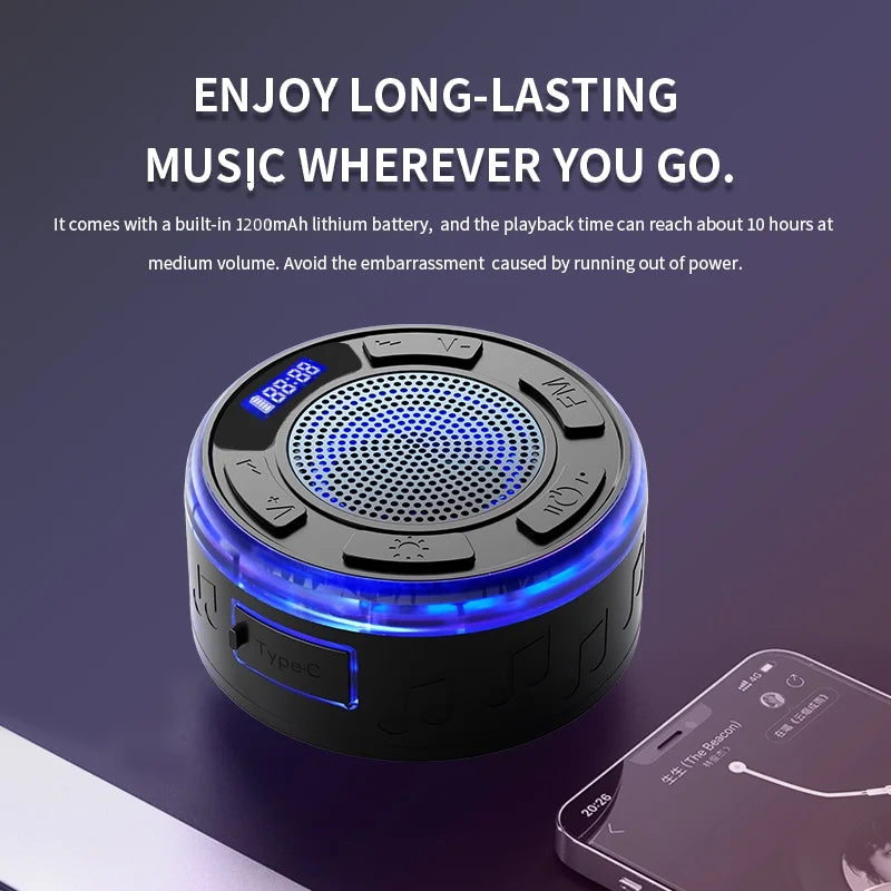 Bathroom Bluetooth Speaker IPX7 Waterproof Shower Large Suction Cup  MP3 Music subwoofer TWS Wireless Stereo Music Box outdoors