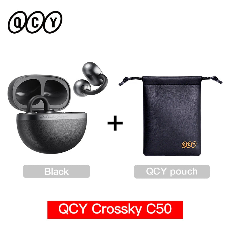 QCY Crossky C50 CT06 Clip-On Earbuds Bluetooth 6.0 Open-Ear Dual-Magnet Drivers Bass Boost Headset 4 Mic AI Clear Calls 35H IPX5
