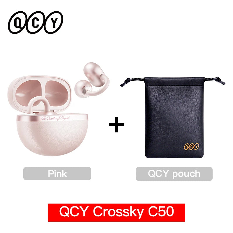 QCY Crossky C50 CT06 Clip-On Earbuds Bluetooth 6.0 Open-Ear Dual-Magnet Drivers Bass Boost Headset 4 Mic AI Clear Calls 35H IPX5