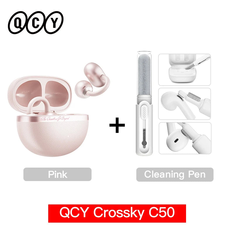 QCY Crossky C50 CT06 Clip-On Earbuds Bluetooth 6.0 Open-Ear Dual-Magnet Drivers Bass Boost Headset 4 Mic AI Clear Calls 35H IPX5