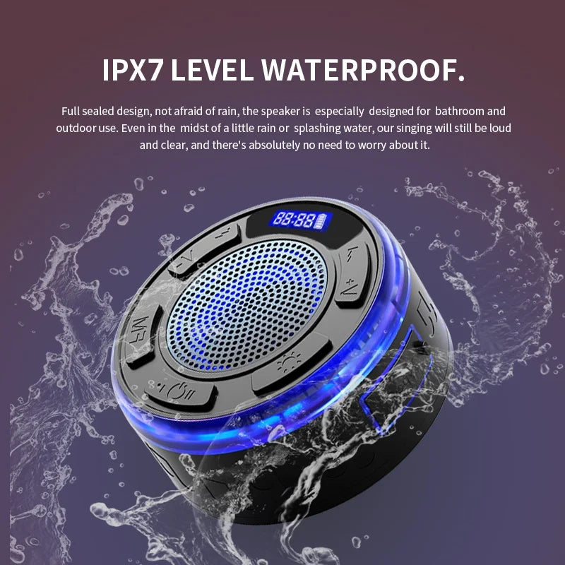 Bathroom Bluetooth Speaker IPX7 Waterproof Shower Large Suction Cup  MP3 Music subwoofer TWS Wireless Stereo Music Box outdoors