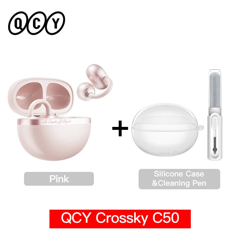 QCY Crossky C50 CT06 Clip-On Earbuds Bluetooth 6.0 Open-Ear Dual-Magnet Drivers Bass Boost Headset 4 Mic AI Clear Calls 35H IPX5