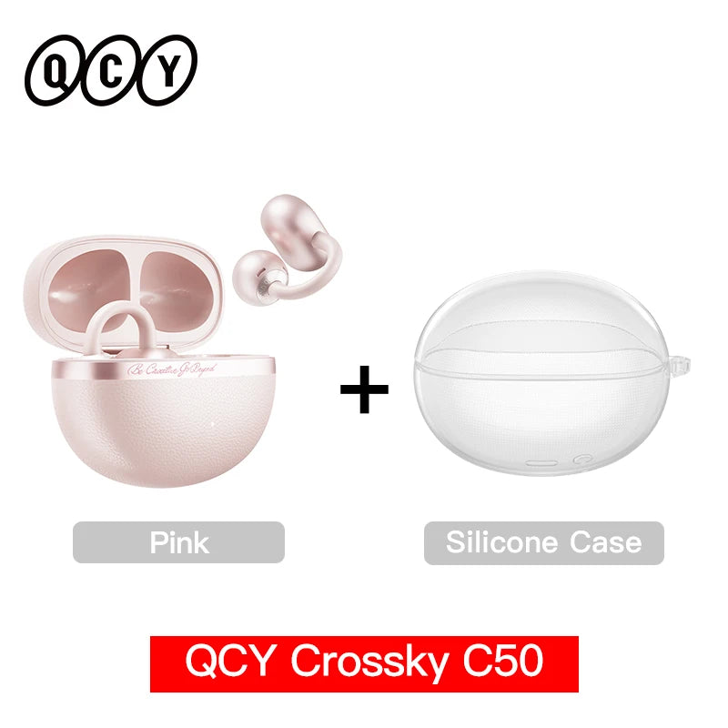 QCY Crossky C50 CT06 Clip-On Earbuds Bluetooth 6.0 Open-Ear Dual-Magnet Drivers Bass Boost Headset 4 Mic AI Clear Calls 35H IPX5