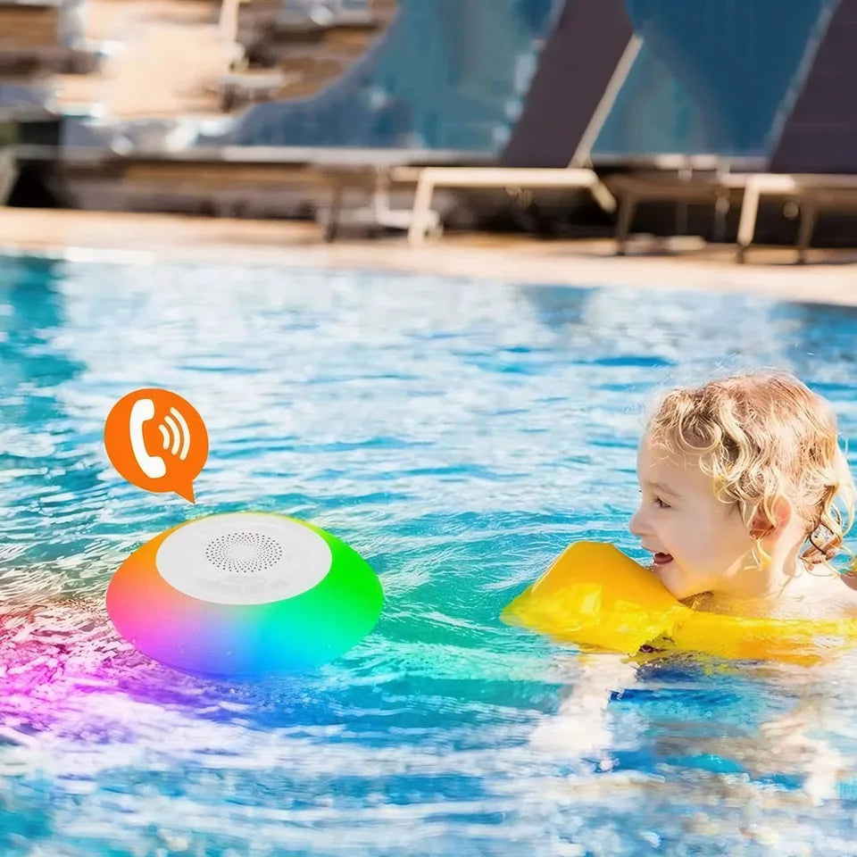 Floating Pool Speaker with Colorful Lights BT Speaker IPX7 Waterproof Hot Tub Speaker Wireless Speaker for Outdoor/Pool/Beach