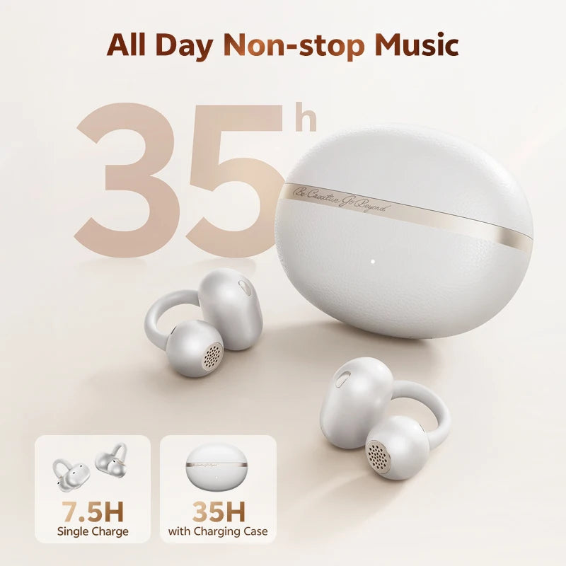 QCY Crossky C50 CT06 Clip-On Earbuds Bluetooth 6.0 Open-Ear Dual-Magnet Drivers Bass Boost Headset 4 Mic AI Clear Calls 35H IPX5