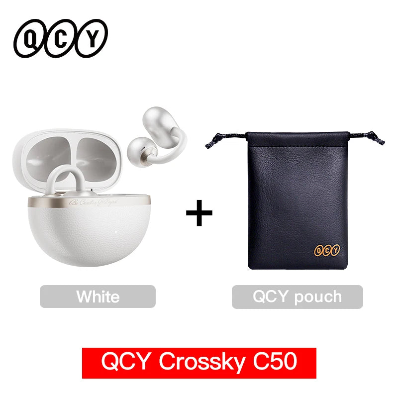 QCY Crossky C50 CT06 Clip-On Earbuds Bluetooth 6.0 Open-Ear Dual-Magnet Drivers Bass Boost Headset 4 Mic AI Clear Calls 35H IPX5